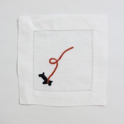 Embroidery cocktail napkin with dog pattern